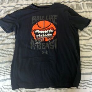 “Ball like a beast” Under Amour gray tee, SIZE- YLG